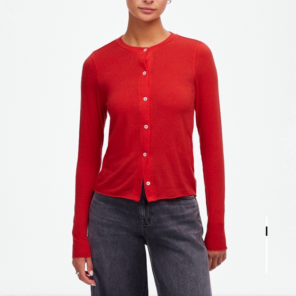 Madewell Lightweight Red Wool Blend Cardigan